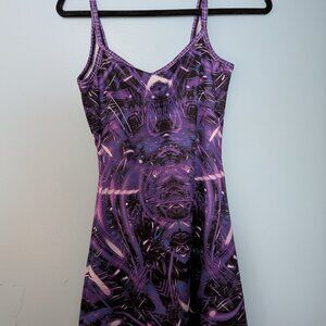 Vision Lab Psychedelic Rave Summerwear Swimsuit Cover Dress Purple XS